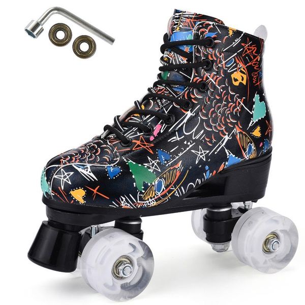 inline & roller skates black microfiber graffi printing leather woman double-row 4 wheels man skating shoes patines europe size 36-45
inline & roller skates black microfiber graffi printing leather woman double-row 4 wheels man skating shoes patines europe size 36-45