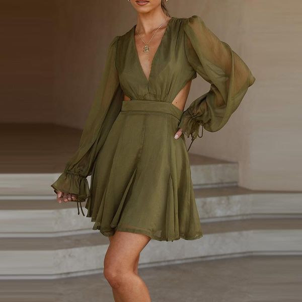 casual dresses women v neck green cut out dress autumn long puff sleeve ruffle chiffon backless short a line party vestidos 2021, Black;gray
casual dresses women v neck green cut out dress autumn long puff sleeve ruffle chiffon backless short a line party vestidos 2021, Black;gray