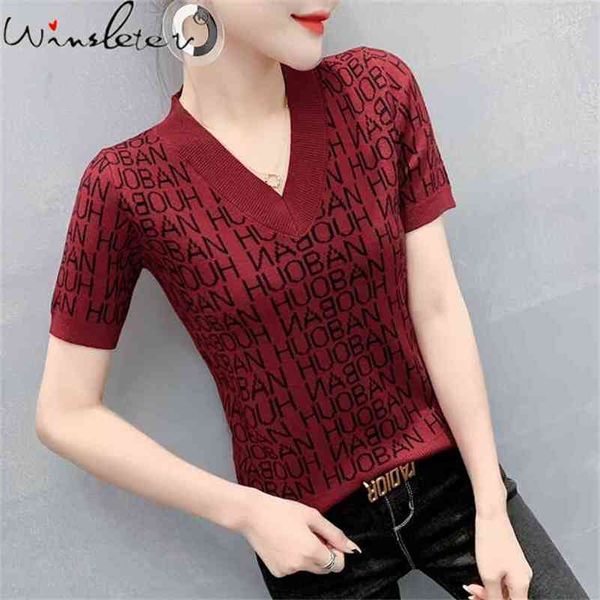 summer european clothes knit vintage t-shirt fashion v-neck print letter women slim bottoming shirt tees t13502a 210421, White
summer european clothes knit vintage t-shirt fashion v-neck print letter women slim bottoming shirt tees t13502a 210421, White