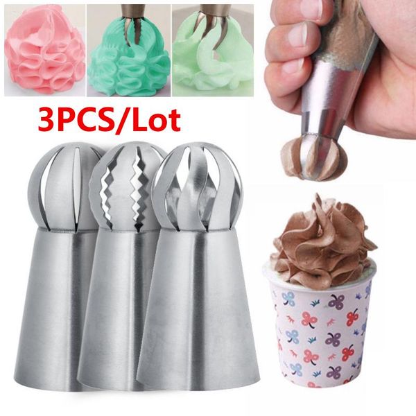 3pcs/set russian spherical ball stainless steel flower cake nozzles icing piping decorating tips tools sphere shape cream baking & pastry
3pcs/set russian spherical ball stainless steel flower cake nozzles icing piping decorating tips tools sphere shape cream baking & pastry