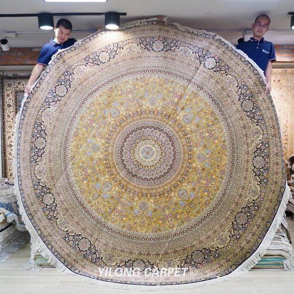 carpets yilong 10'x10' traditional carpet yellow floral hand knotted persian silk round rug (tj157a)
carpets yilong 10'x10' traditional carpet yellow floral hand knotted persian silk round rug (tj157a)