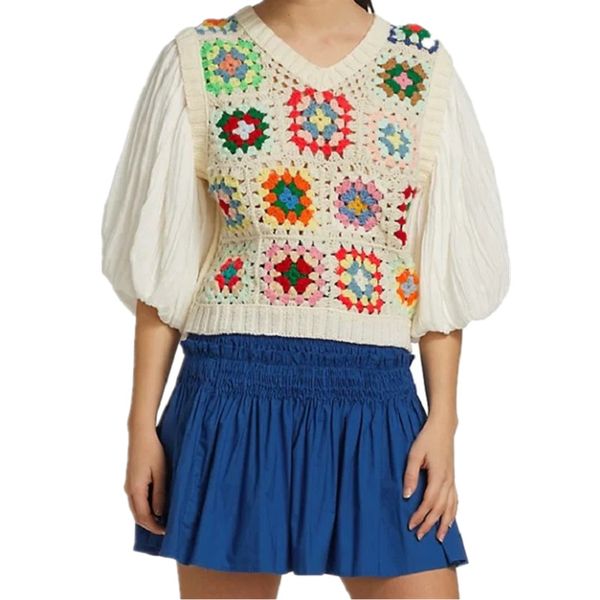 sweaters summer knitted sweater 2021bohemia hollow out embroidery crocheted floral sleeveless vest women pullover knitwear, White;black
sweaters summer knitted sweater 2021bohemia hollow out embroidery crocheted floral sleeveless vest women pullover knitwear, White;black