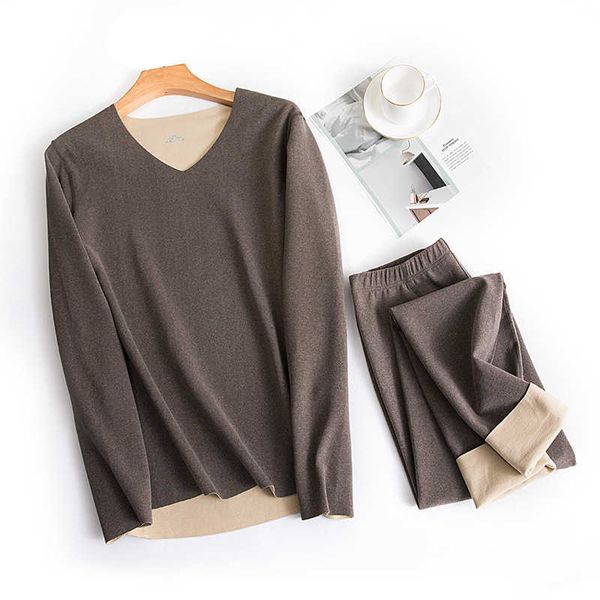 men pajamas suit plus size 3xl 4xl sleepwear nightwear v-neck keep warm homewear thin male pijamas pyjamas set 210928, Black;brown
men pajamas suit plus size 3xl 4xl sleepwear nightwear v-neck keep warm homewear thin male pijamas pyjamas set 210928, Black;brown