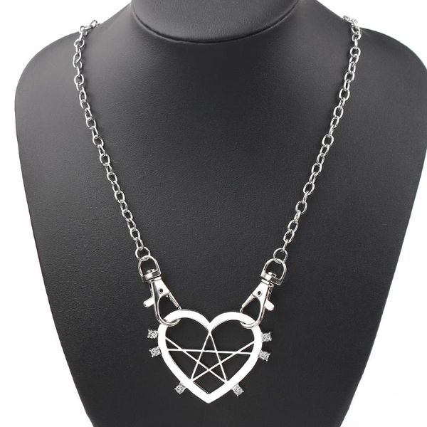 pendant necklaces double heart five stars pentacle necklace vintage charms collar choker gifts jewelry women clavicular chain, Silver
pendant necklaces double heart five stars pentacle necklace vintage charms collar choker gifts jewelry women clavicular chain, Silver