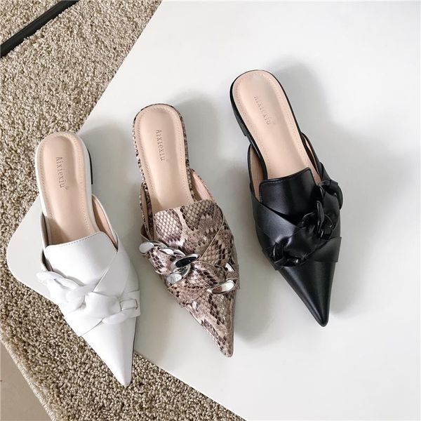 women luxury slippers fashion chain brand mule pointed toe slip on slides flat heel casual outdoor flip flops shoes 2021, Black
women luxury slippers fashion chain brand mule pointed toe slip on slides flat heel casual outdoor flip flops shoes 2021, Black
