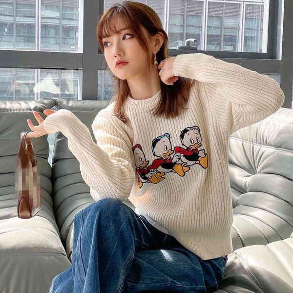 sweaters carton women 2021 spring designer runway pullovers loose jumper duck appliques o-neck long sleeve fashion sweater, White;black
sweaters carton women 2021 spring designer runway pullovers loose jumper duck appliques o-neck long sleeve fashion sweater, White;black