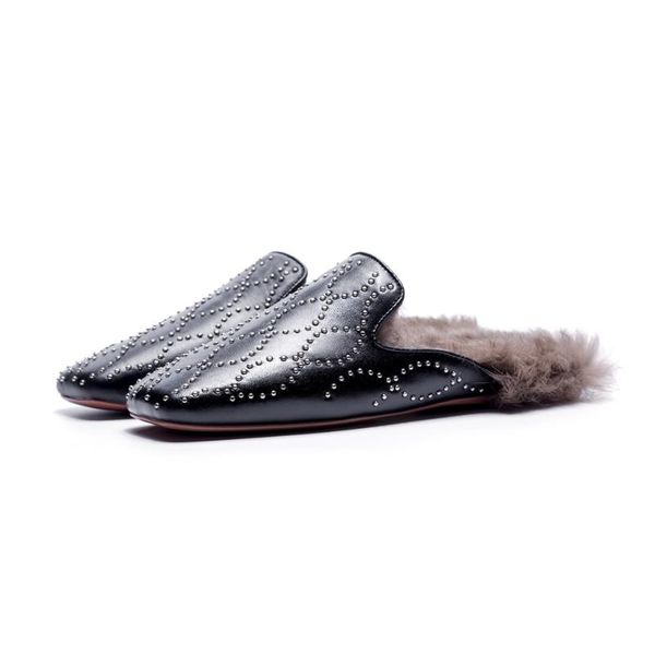 slippers women autumn winter mules fashion flat heel slip on slides real cow leather fluffy fur loafer, Black
slippers women autumn winter mules fashion flat heel slip on slides real cow leather fluffy fur loafer, Black