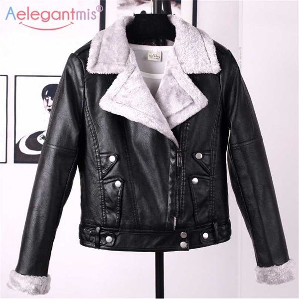 aelegantmis autumn winter leather jacket women faux fur coat ladies slim short motorcyle biker jacket basic warm plush outerwear 211007, Black
aelegantmis autumn winter leather jacket women faux fur coat ladies slim short motorcyle biker jacket basic warm plush outerwear 211007, Black