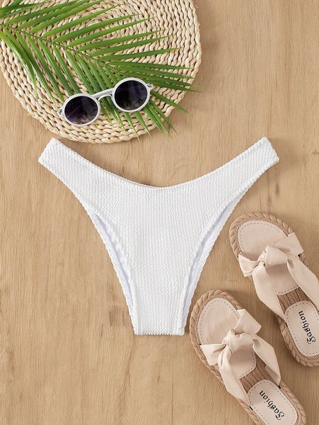 textured high cut bikini panty d3qa#, White;black