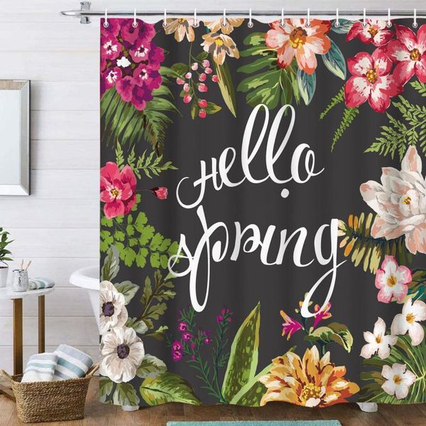 shower curtains tropical green plant leaf palm cactus frabic waterproof polyester flower bathroom curtain with 12 hooks