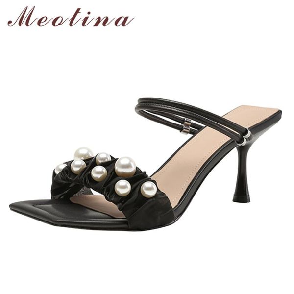 sandals meotina slippers shoes women high heel string bead square toe slides thin ladies footwear summer green 2021, Black
sandals meotina slippers shoes women high heel string bead square toe slides thin ladies footwear summer green 2021, Black