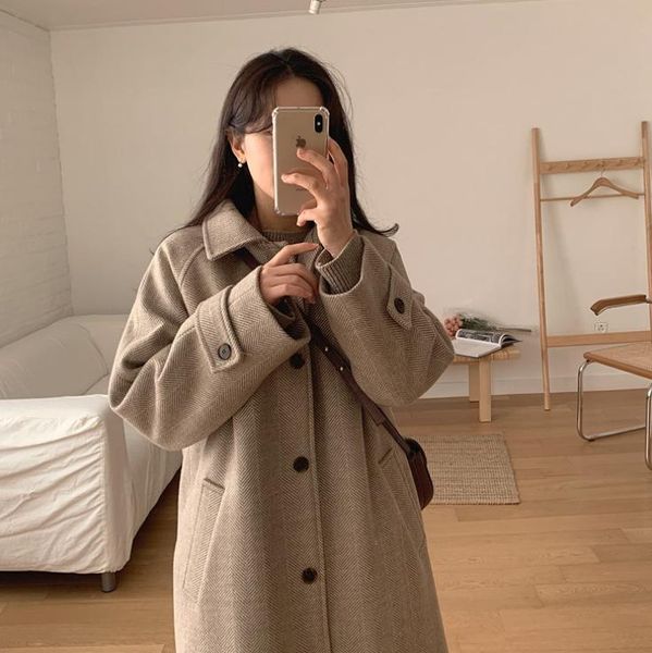 women's wool & blends herringbone pattern coat mid-length 2021 autumn and winter korean style loose small black woolen hepburn
women's wool & blends herringbone pattern coat mid-length 2021 autumn and winter korean style loose small black woolen hepburn