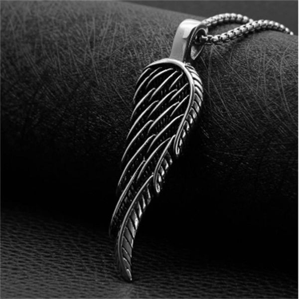chains fashion stainless steel retro feather wing pendant titanium punk necklace wholesale, Silver
chains fashion stainless steel retro feather wing pendant titanium punk necklace wholesale, Silver