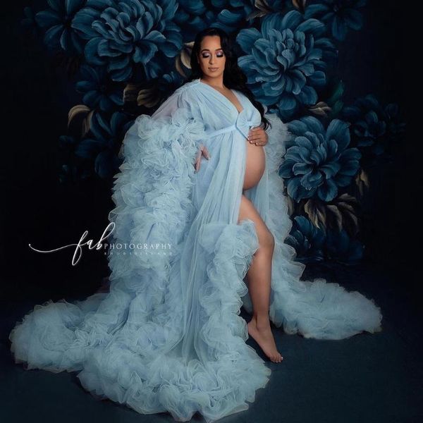 luxury sky blue puffy tulle long robes maternity dresses to po-shoot lush tiered ruffles pregnant women dress vestidos casual, Black;gray
luxury sky blue puffy tulle long robes maternity dresses to po-shoot lush tiered ruffles pregnant women dress vestidos casual, Black;gray