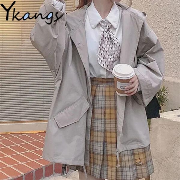 women's trench coats preppy style solid color hooded coat harajuku bf trend loose all-match casual spring autumn thin section streetwea, Tan;black
women's trench coats preppy style solid color hooded coat harajuku bf trend loose all-match casual spring autumn thin section streetwea, Tan;black