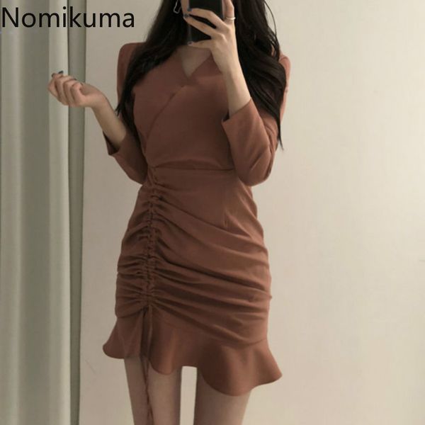nomikuma drawstring lace up ruffle bodycon dress women v neck long sleeve mini dresses korean style chic vestidos mujer 3c777 210514, Black;gray
nomikuma drawstring lace up ruffle bodycon dress women v neck long sleeve mini dresses korean style chic vestidos mujer 3c777 210514, Black;gray