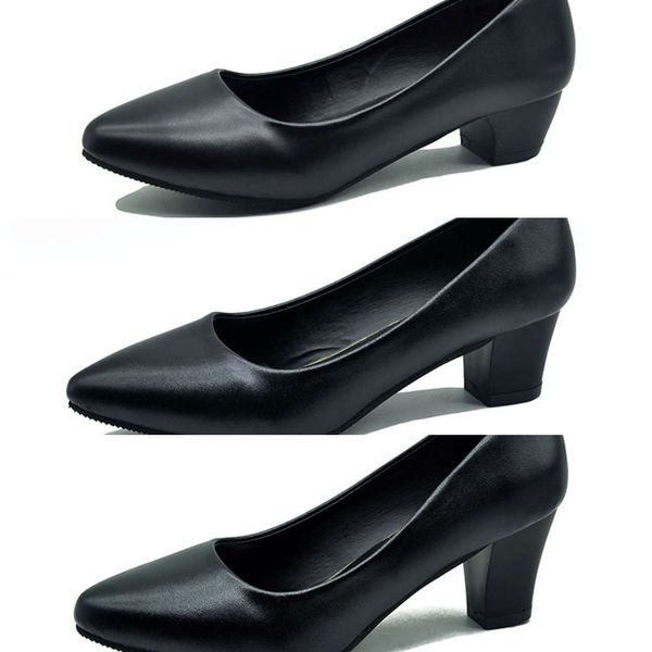 Casual shoes Formal black work shoes women's thick heel pointed middle real soft leather professional high YQPF MYJO, Black heel height 3cm
Casual shoes Formal black work shoes women's thick heel pointed middle real soft leather professional high YQPF MYJO, Black heel height 3cm