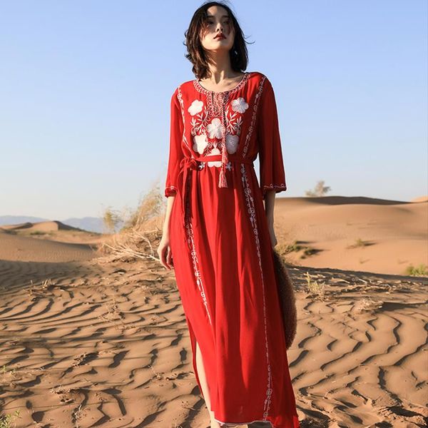 casual dresses retro ethnic embroidered dress women round neck bohemian style beach female seaside holiday long autumn, Black;gray
casual dresses retro ethnic embroidered dress women round neck bohemian style beach female seaside holiday long autumn, Black;gray
