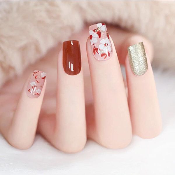 false nails 24 pcs floral art fake jelly adhesive/wearable finger extension for hand nail artist japanese style square t, Red;gold
false nails 24 pcs floral art fake jelly adhesive/wearable finger extension for hand nail artist japanese style square t, Red;gold