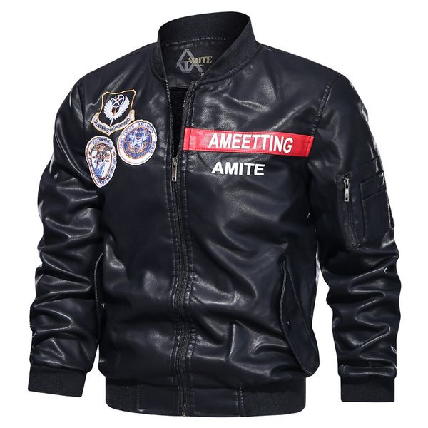 spring autumn european and men's motorcycle embroidery printed leather jacket, stand-up collar, comfortable, windproof and fashion, Black
spring autumn european and men's motorcycle embroidery printed leather jacket, stand-up collar, comfortable, windproof and fashion, Black