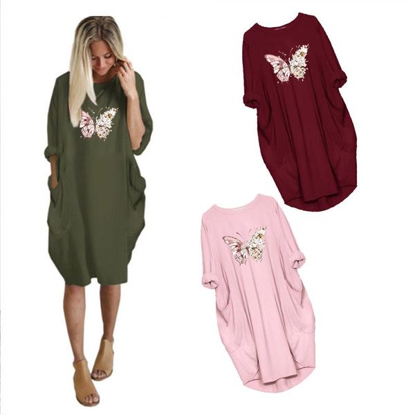 women dress butterfly print long sleeve o collar pocket loose plus size 5xl casual woman vintage vestidos robes dresses, Black;gray
women dress butterfly print long sleeve o collar pocket loose plus size 5xl casual woman vintage vestidos robes dresses, Black;gray