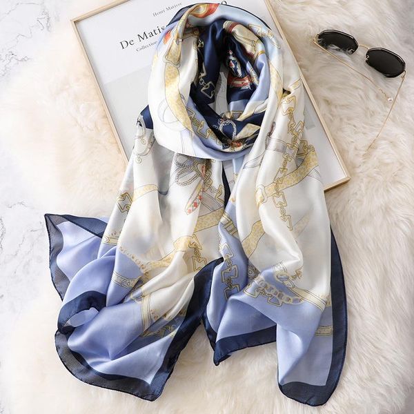 scarves 2021 luxury print 180x90cm autumn dustproof beach towel chain sunscreen silk bandanna winter travel satin shawls, Blue;gray
scarves 2021 luxury print 180x90cm autumn dustproof beach towel chain sunscreen silk bandanna winter travel satin shawls, Blue;gray