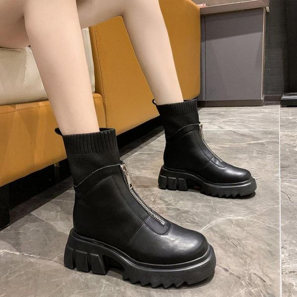 boots women ankle plarform thich ladies non-slip warm plush bottomn chunky heels botas zipper pu leather stretch fabric shoes, Black
boots women ankle plarform thich ladies non-slip warm plush bottomn chunky heels botas zipper pu leather stretch fabric shoes, Black