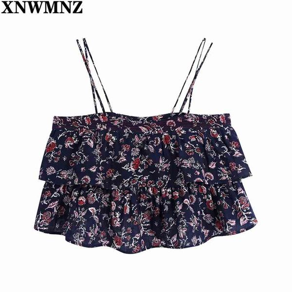 fashion women floral print cropped blouse sling ruffled hem women's clothing slim short ladies 210520, White
fashion women floral print cropped blouse sling ruffled hem women's clothing slim short ladies 210520, White