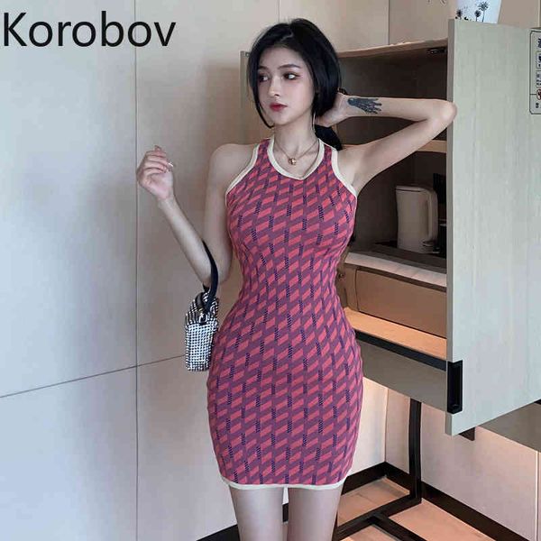 korobov summer new women knitted dress vintage striped spaghetti strap dresses korean hollow out vestidos 210430, Black;gray
korobov summer new women knitted dress vintage striped spaghetti strap dresses korean hollow out vestidos 210430, Black;gray