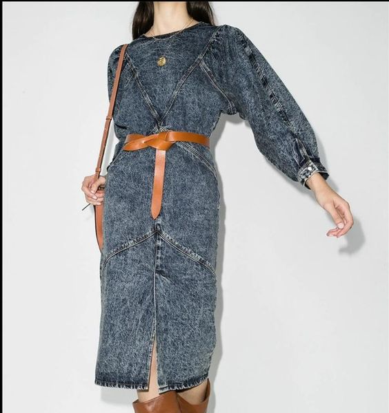 casual dresses women dress 2021 autumn and winter round neck front slit lantern sleeve wash water retro women's denim dress(without bel, Black;gray
casual dresses women dress 2021 autumn and winter round neck front slit lantern sleeve wash water retro women's denim dress(without bel, Black;gray