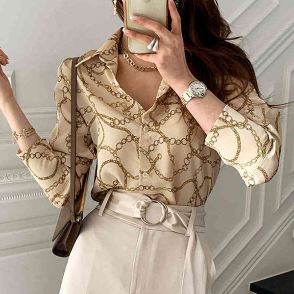 wet 2021 spring chic chain blouse lady in the only office breasted lapel shirt collar full, White
wet 2021 spring chic chain blouse lady in the only office breasted lapel shirt collar full, White