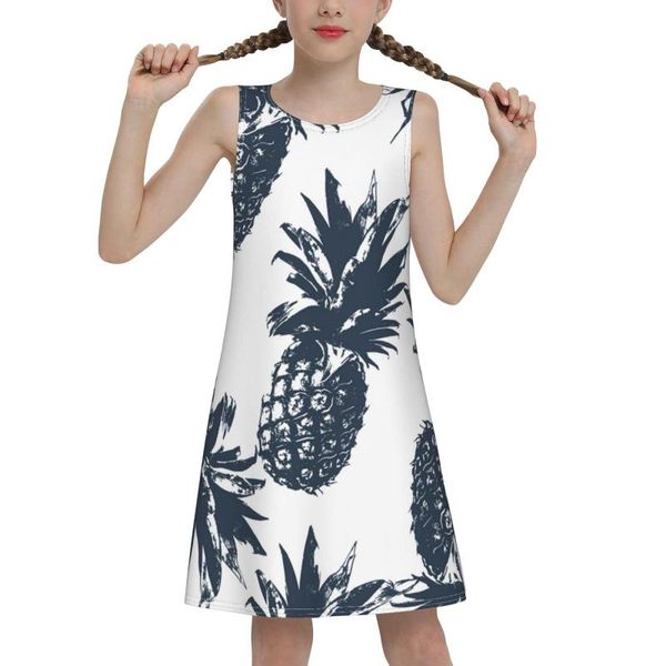 party dresses girls sleeveless vest dress pineapple navy white round neck swing a-line light casual summer, White;black
party dresses girls sleeveless vest dress pineapple navy white round neck swing a-line light casual summer, White;black