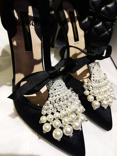 dress shoes brand design women silk high heels pumps woman t-strap summer stilettos gladiator pointed toe pearls ladies, Black
dress shoes brand design women silk high heels pumps woman t-strap summer stilettos gladiator pointed toe pearls ladies, Black