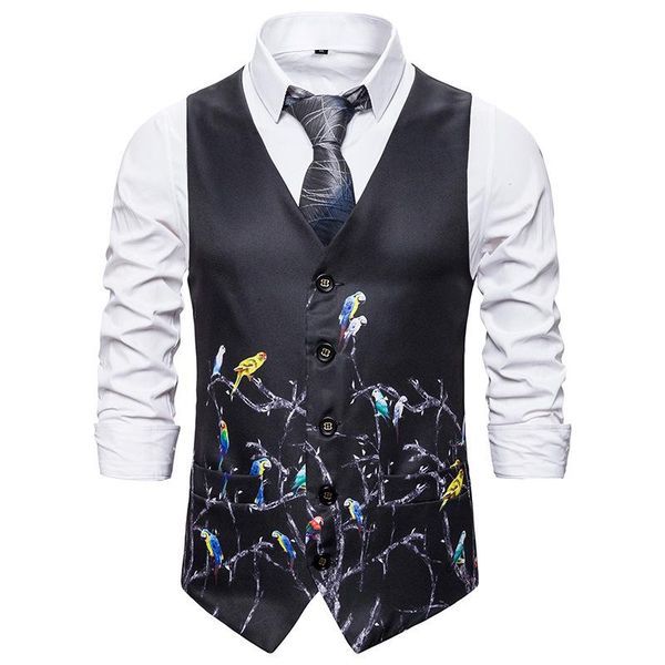 men's vests fashion men suit vest waistcoat slim fit stamping flower print mens business casual sleeveless jacket, Black;white
men's vests fashion men suit vest waistcoat slim fit stamping flower print mens business casual sleeveless jacket, Black;white