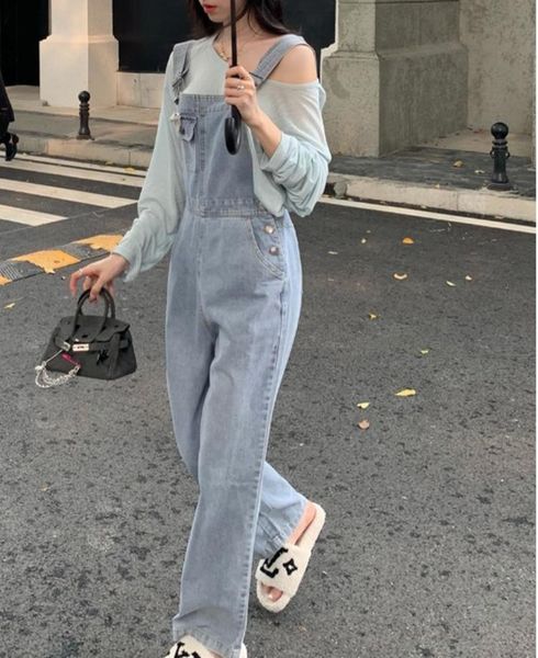 women's jeans fafa autumn 2021 suspender the high waist straight tube shows thin wide legs drag ground and feel, Blue
women's jeans fafa autumn 2021 suspender the high waist straight tube shows thin wide legs drag ground and feel, Blue