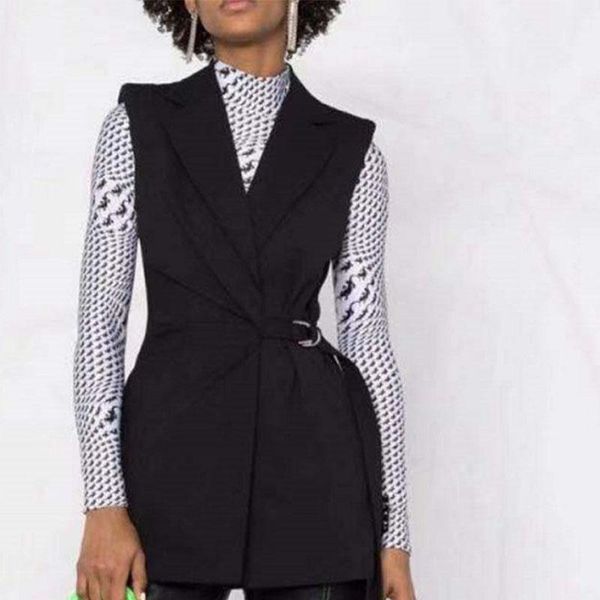 women's vests women spring autumn casual waistcoat coats 2021 v-neck button belt black female elegant fashion street vest outerwear, Black;white
women's vests women spring autumn casual waistcoat coats 2021 v-neck button belt black female elegant fashion street vest outerwear, Black;white