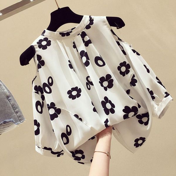women's blouses & shirts spring summer chiffon shirt short sleeve printed o-neck patchwork off shoulder korean sp181, White
women's blouses & shirts spring summer chiffon shirt short sleeve printed o-neck patchwork off shoulder korean sp181, White