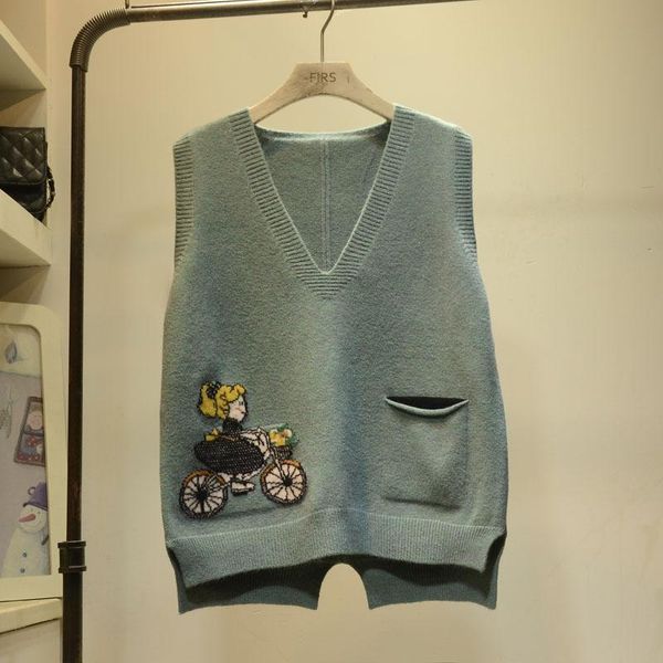 women's vests knitted sweater vest women solid animal 2021 v neck pullover vintage sleeveless korean female waistcoats, Black;white
women's vests knitted sweater vest women solid animal 2021 v neck pullover vintage sleeveless korean female waistcoats, Black;white