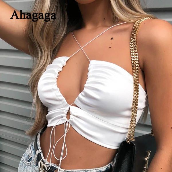 women's tanks & camis ahagaga halter women short hollow out backless sleeveless skinny drawstring bandage crop blusas, White
women's tanks & camis ahagaga halter women short hollow out backless sleeveless skinny drawstring bandage crop blusas, White