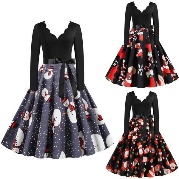 casual dresses plus size women's dress christmas long sleeve vintage elegant v neck print big swing party winter clothes 2021 vestidos, Black;gray
casual dresses plus size women's dress christmas long sleeve vintage elegant v neck print big swing party winter clothes 2021 vestidos, Black;gray