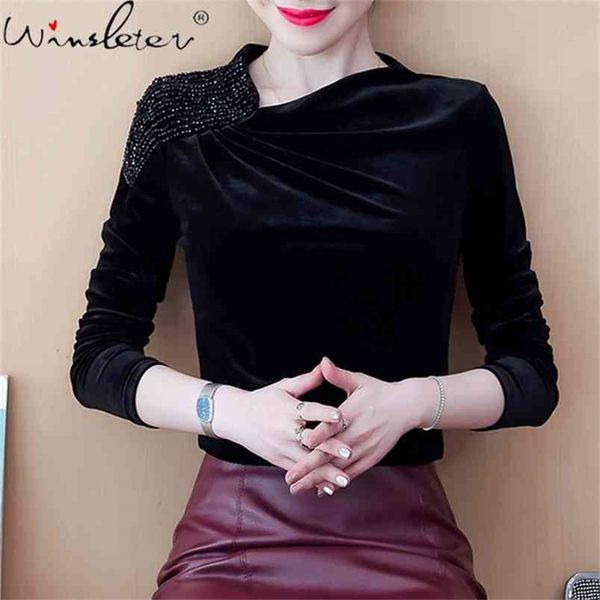 fall winter european style t-shirt fashion pleuche beading women long sleeve casual all match bottoming shirt tees t09202l 210421, White
fall winter european style t-shirt fashion pleuche beading women long sleeve casual all match bottoming shirt tees t09202l 210421, White
