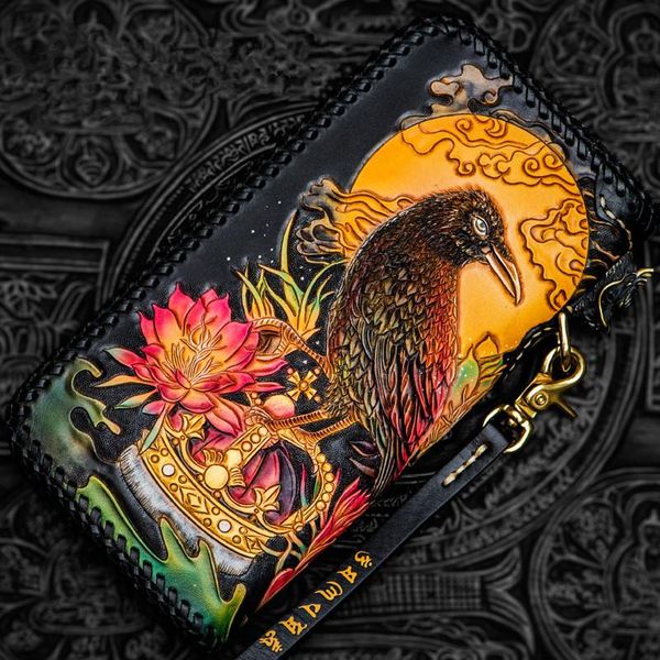 wallets handmade the golden crow-the sun zipper purses men long clutch vegetable tanned leather wallet card holder, Red;black
wallets handmade the golden crow-the sun zipper purses men long clutch vegetable tanned leather wallet card holder, Red;black
