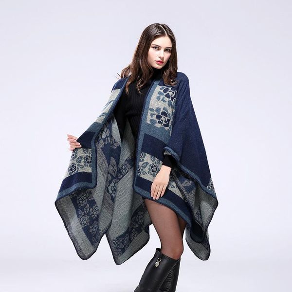 scarves autumn winter reversible imitation cashmere echarpes women cape pashmina jacquard poncho pallium soft mantilla, Blue;gray
scarves autumn winter reversible imitation cashmere echarpes women cape pashmina jacquard poncho pallium soft mantilla, Blue;gray