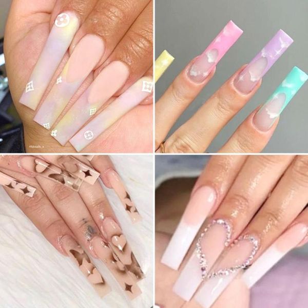false nails 240pcs/box nail tips c curved pipe shaped transparent long square coffin for manicure, Red;gold
false nails 240pcs/box nail tips c curved pipe shaped transparent long square coffin for manicure, Red;gold