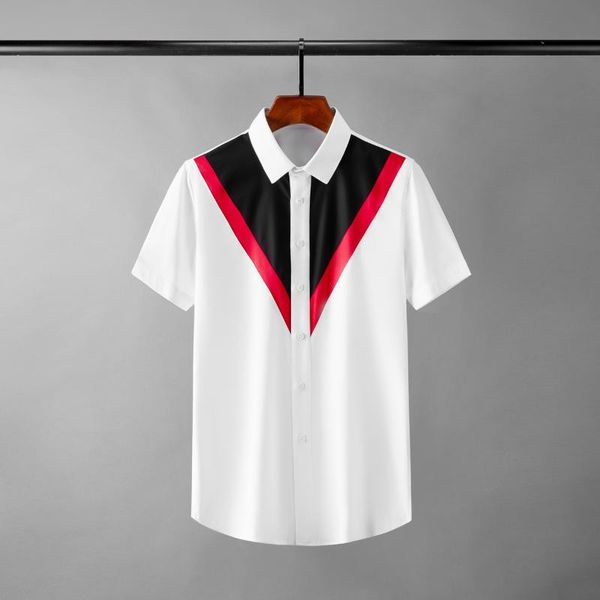 men's casual shirts 2021 black red splicing male luxury short sleeve mens dress fashion slim party man plus size 4xl, White;black
men's casual shirts 2021 black red splicing male luxury short sleeve mens dress fashion slim party man plus size 4xl, White;black