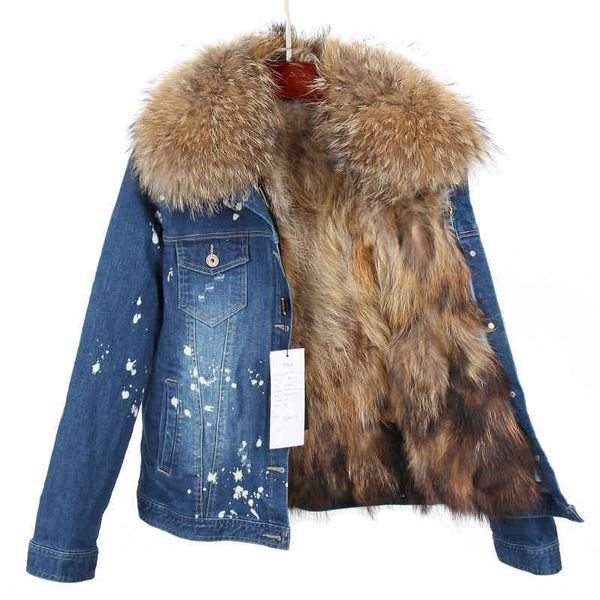women's wool & blends maomaokong new fashion denim jacket natural fur coat parkas female winter real raccoon fur collar jeans g284, Black
women's wool & blends maomaokong new fashion denim jacket natural fur coat parkas female winter real raccoon fur collar jeans g284, Black