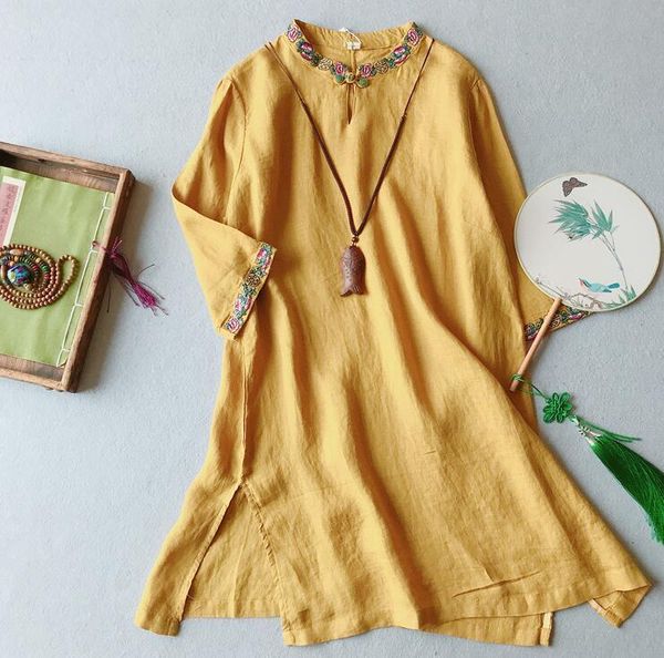 women's blouses & shirts women shirt embroidery 2021 summer fashion button cotton ramie o neck vintage long blouse yoyikamomo, White
women's blouses & shirts women shirt embroidery 2021 summer fashion button cotton ramie o neck vintage long blouse yoyikamomo, White