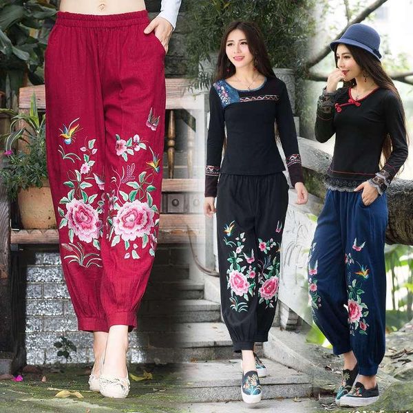 women's pants & capris ethnic pantalon femme 2021 women autumn spring hippie ankle-length blue red black flowers embroidery pant harem, Black;white
women's pants & capris ethnic pantalon femme 2021 women autumn spring hippie ankle-length blue red black flowers embroidery pant harem, Black;white