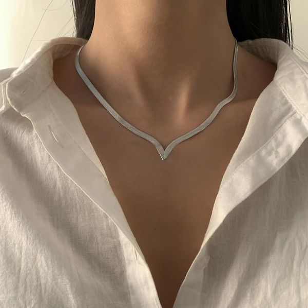 chains simple minimalist copper flat snake link chain choker necklace punk v-shaped short collar clavicle boho women jewelry, Silver
chains simple minimalist copper flat snake link chain choker necklace punk v-shaped short collar clavicle boho women jewelry, Silver