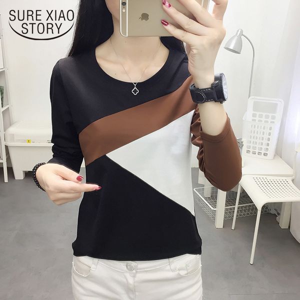 autumn panelled tshirt ladies bottoming cotton t-shirt women long sleeve o-neck fashion plus size t-shirts 7197 50 210417, White 
autumn panelled tshirt ladies bottoming cotton t-shirt women long sleeve o-neck fashion plus size t-shirts 7197 50 210417, White